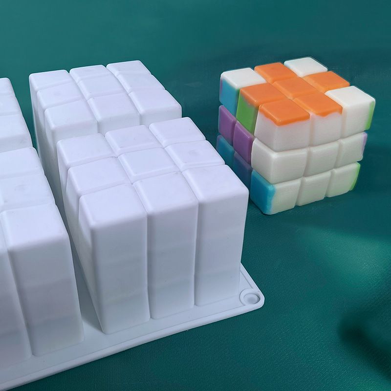 Easy Demoulding 6 Cavity Silicone Resin Cube Candles Molds 3D Wax Soap Mould view 4