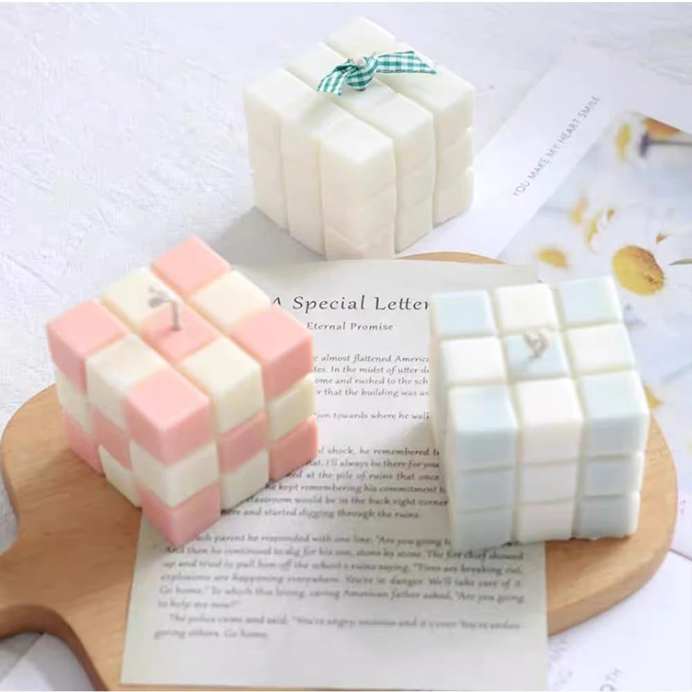 Easy Demoulding 6 Cavity Silicone Resin Cube Candles Molds 3D Wax Soap Mould view 5