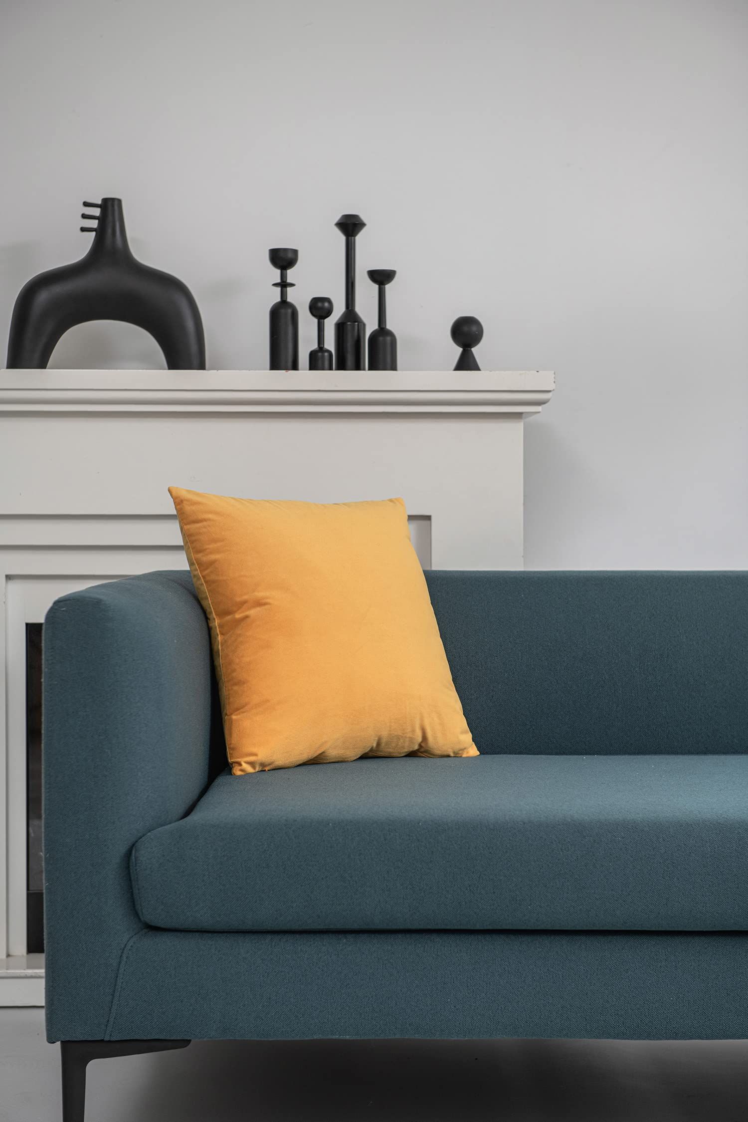 Couch Pillow Covers 18x18 Yellow: 2 Pack Cozy Soft Velvet Square Throw Pillow view 3