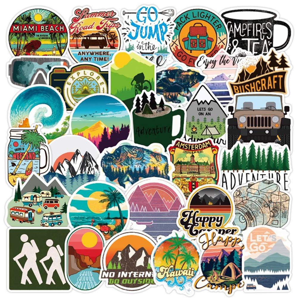 50 Pcs Outdoor Adventure Stickers| Wilderness Nature Hiking Camping Travel