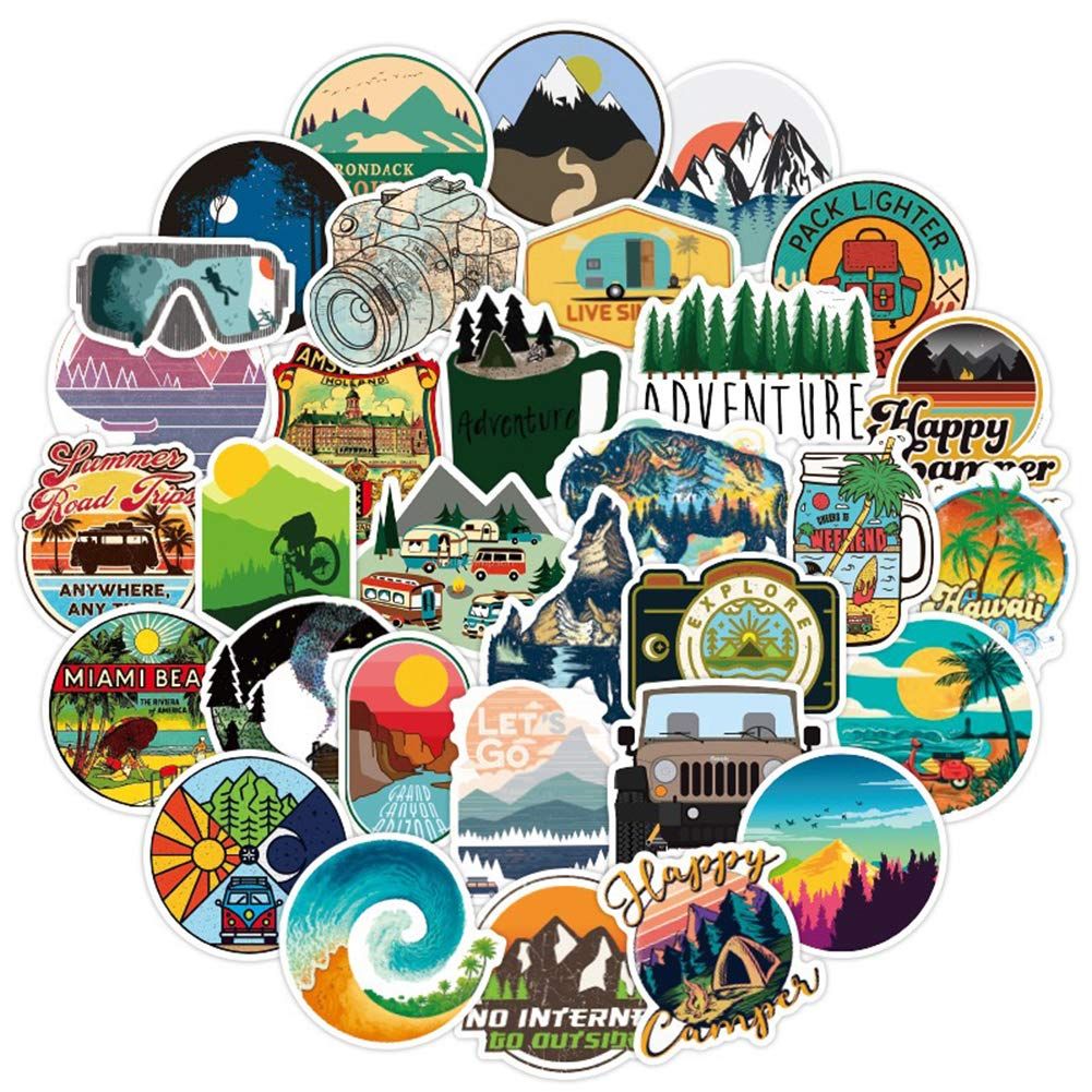 50 Pcs Outdoor Adventure Stickers| Wilderness Nature Hiking Camping Travel view 3