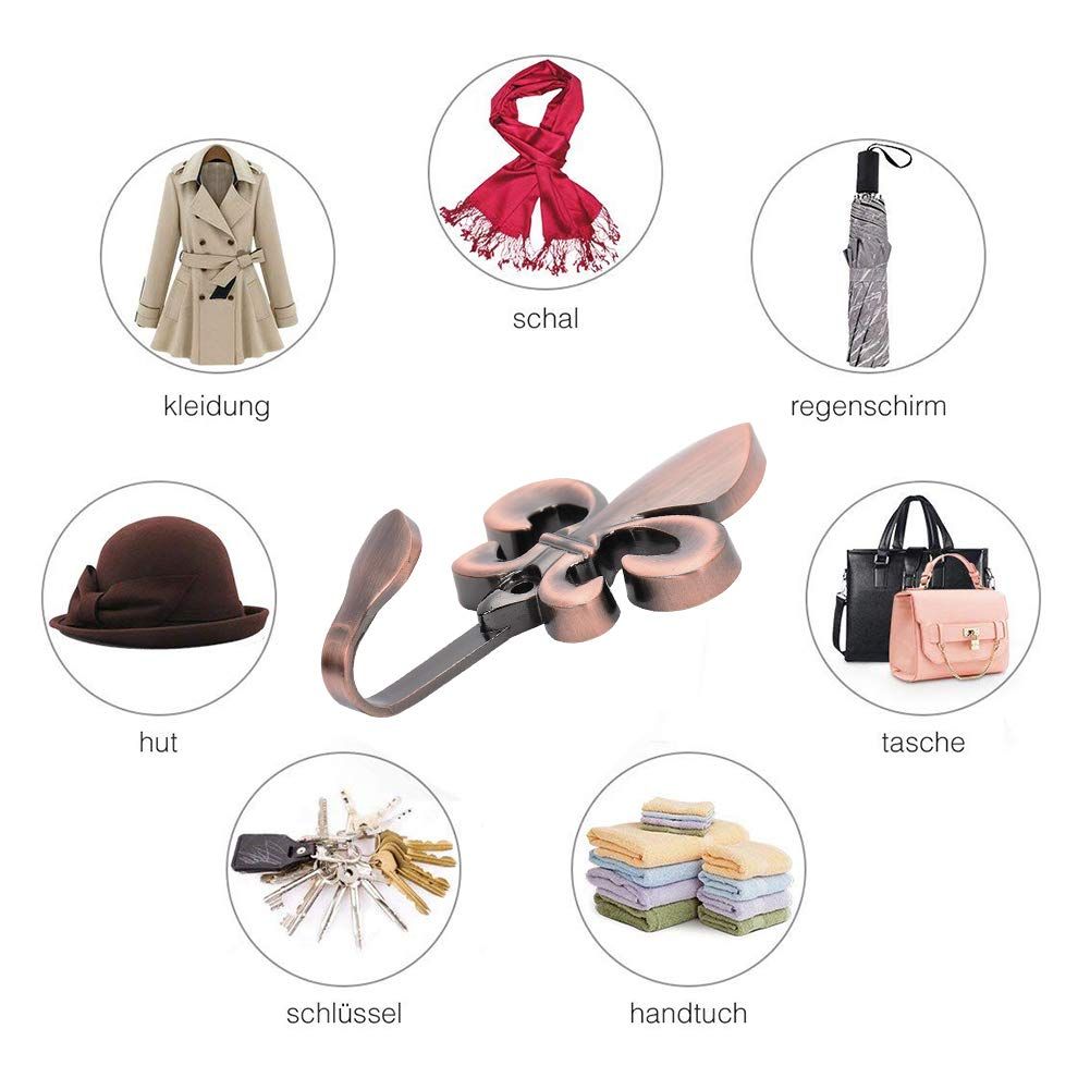 Decorative Wall Hanging Coat Hooks Zinc Alloy Curtain Tieback Holders Screws view 2