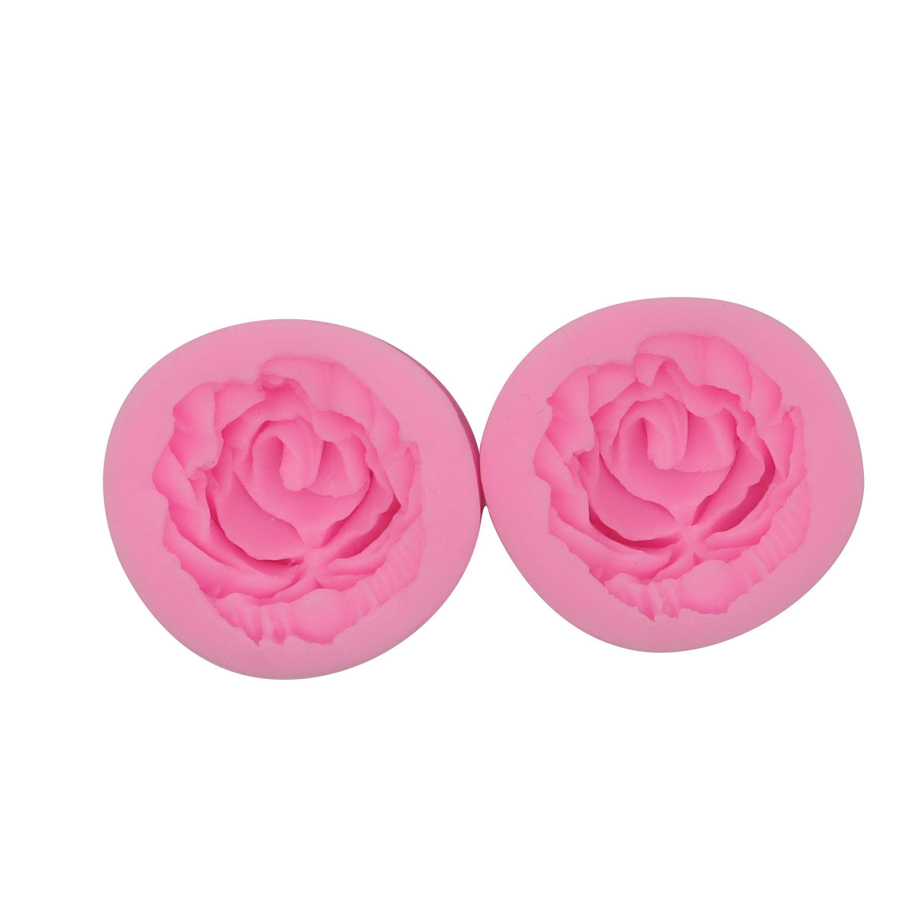 2 Piece 3d Flower Bloom Rose Shape Silicone Molds for Cupcake Dessert view 3