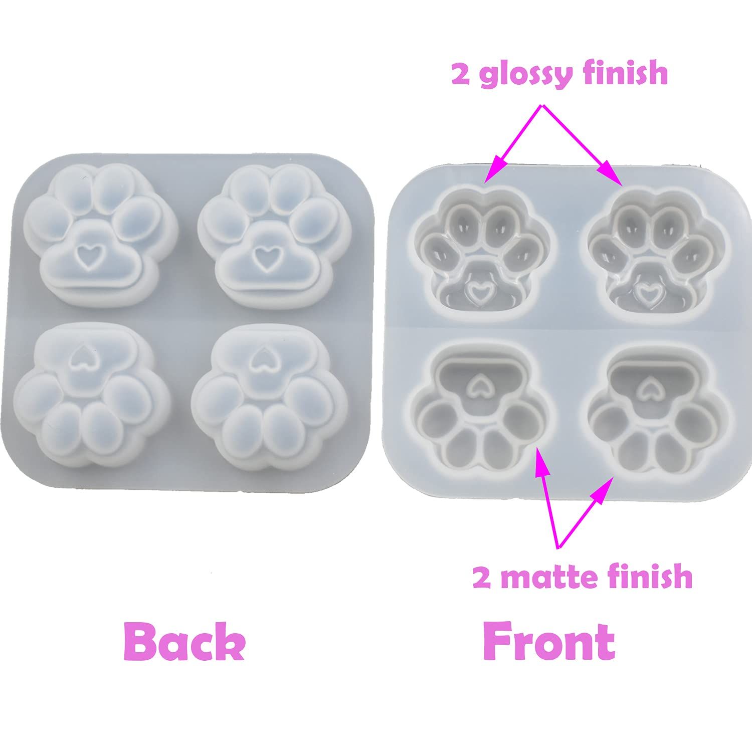 Pack of 2 Cat Paws Shape Epoxy Mold view 3
