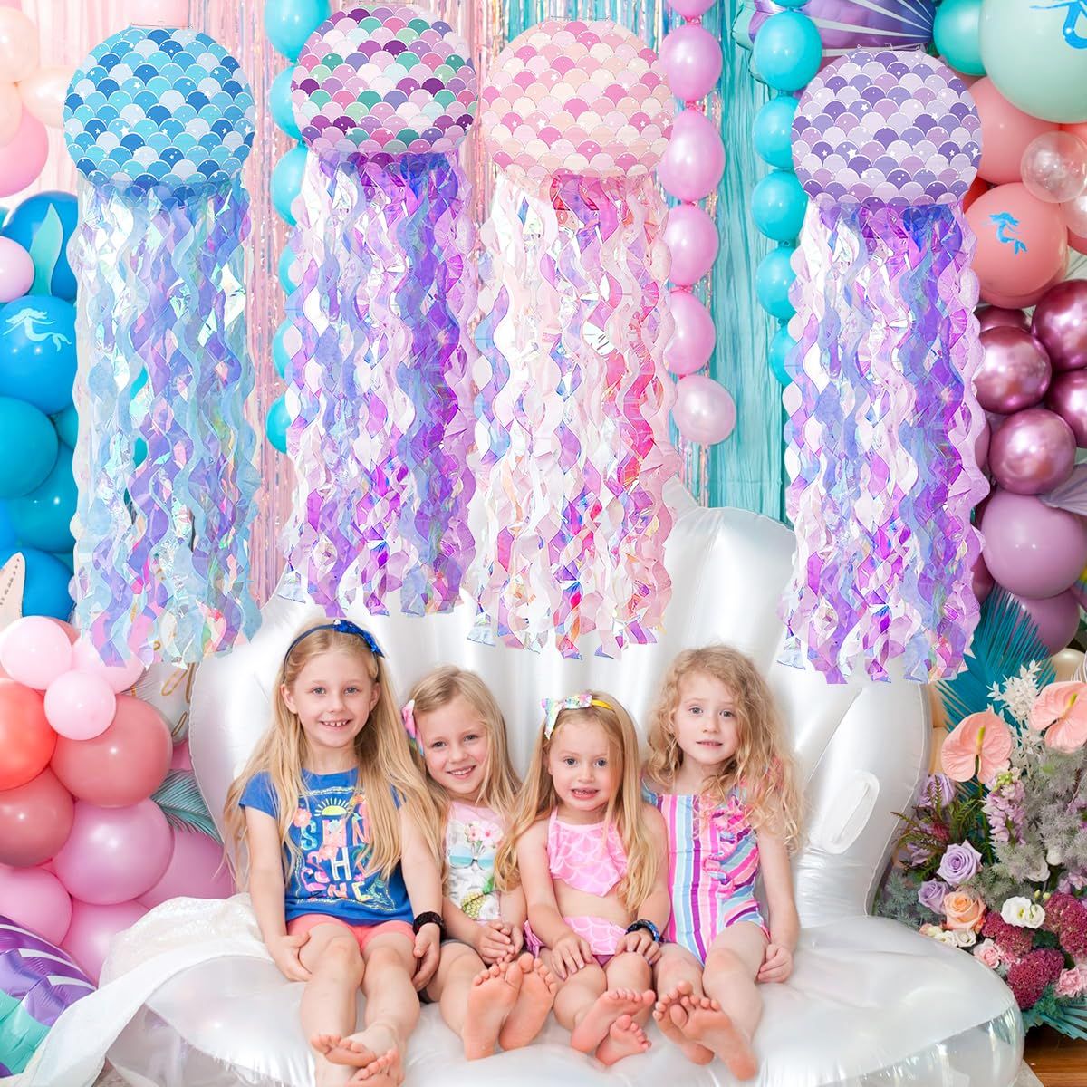 4 Pcs Hanging Jelly Fish Paper Lanterns view 4