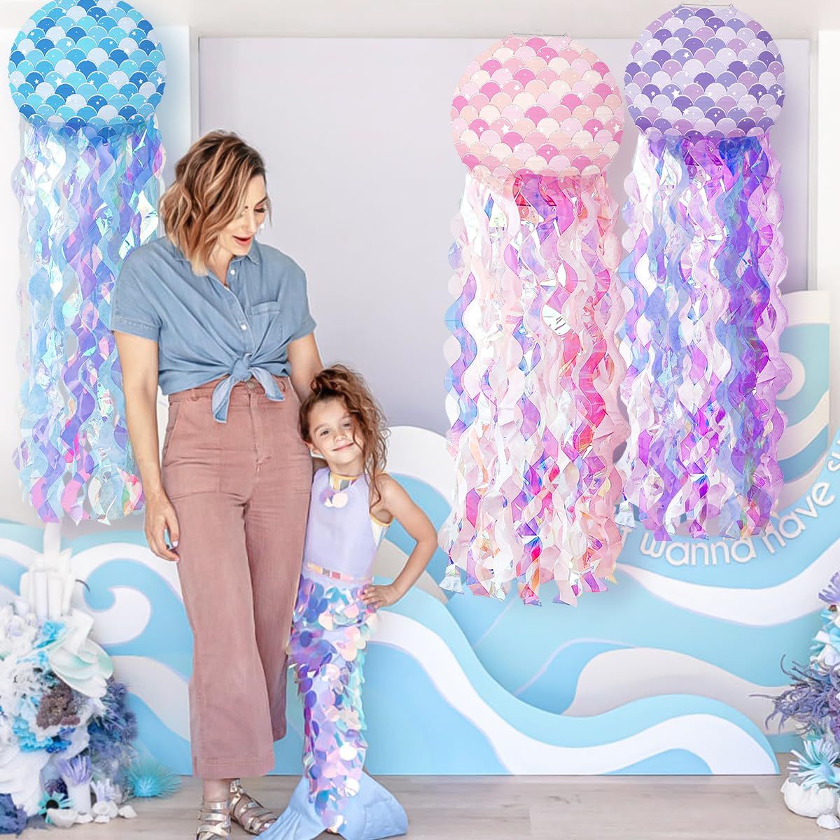 4 Pcs Hanging Jelly Fish Paper Lanterns view 5