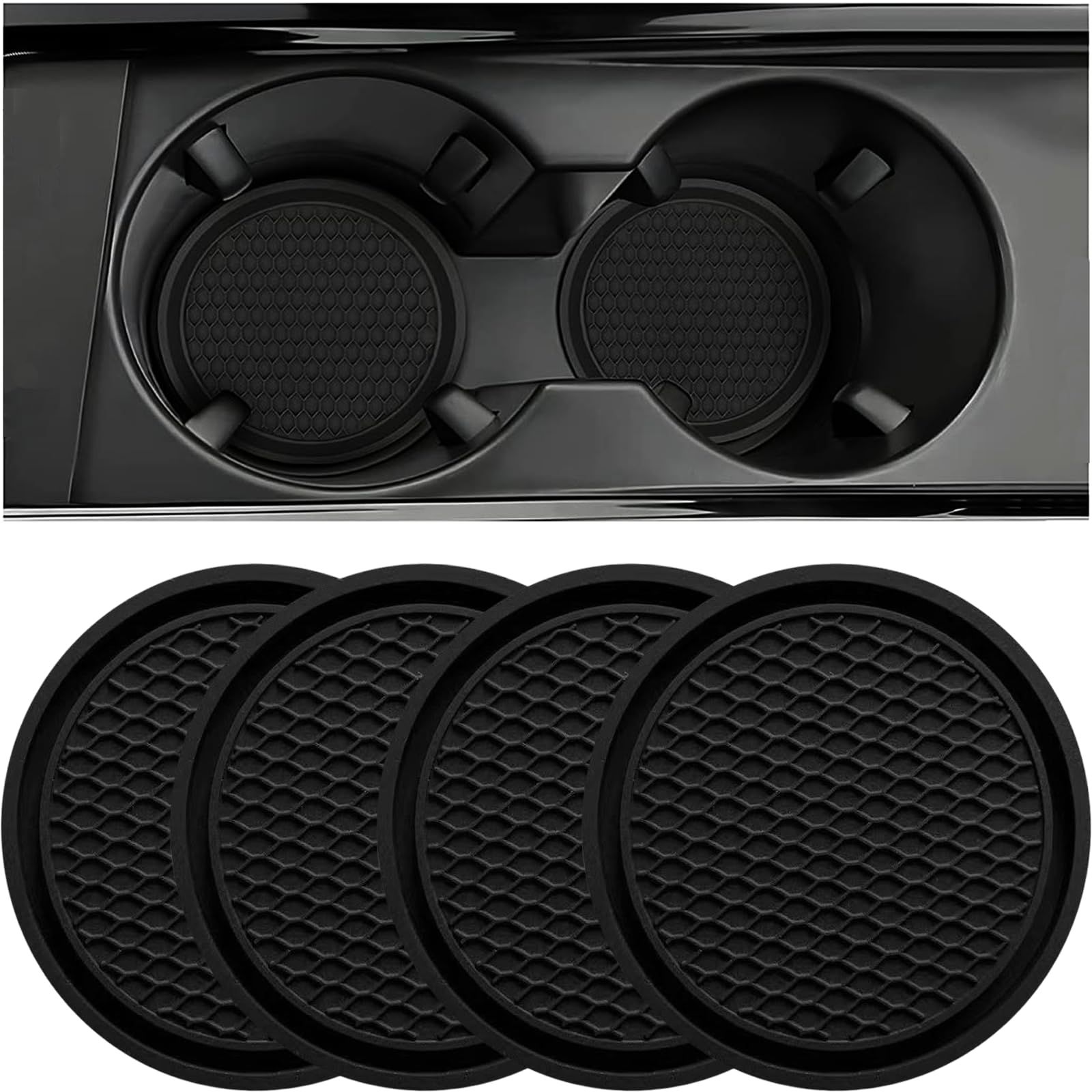 Car Cup Coaster, 4PCS Universal Auto Non-Slip Cup Holder Embedded in Ornaments