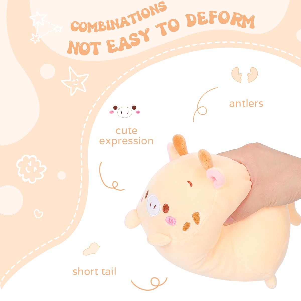 8 inch Cute Deer Plush Stuffed Animal Cylindrical Body Pillow view 5