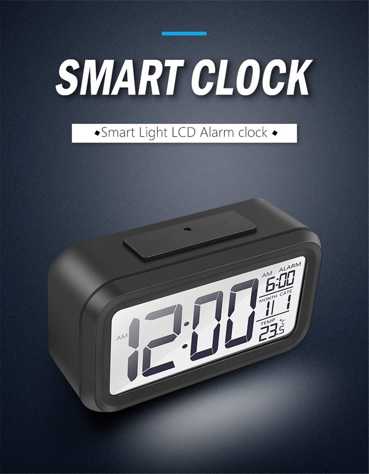 LED Digital Alarm Clock Backlight Snooze Mute Calendar Desktop Electronic view 2
