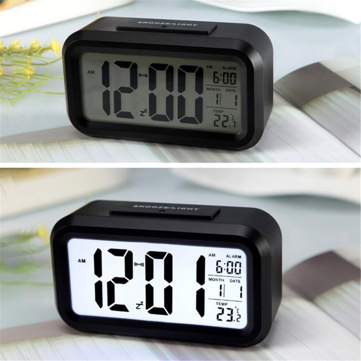 LED Digital Alarm Clock Backlight Snooze Mute Calendar Desktop Electronic view 4