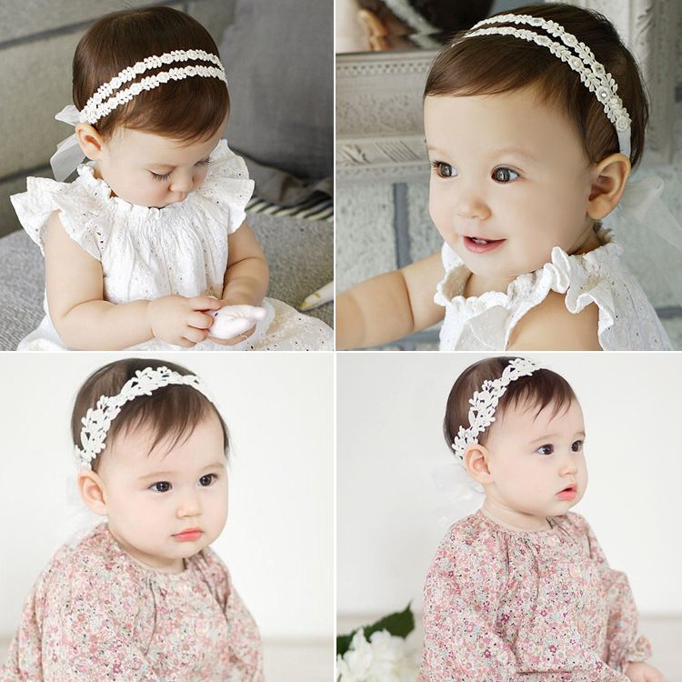 Newborn Infant Toddler Soft Stretchy Hair Band for Baby Shower Baptism Wedding view 4