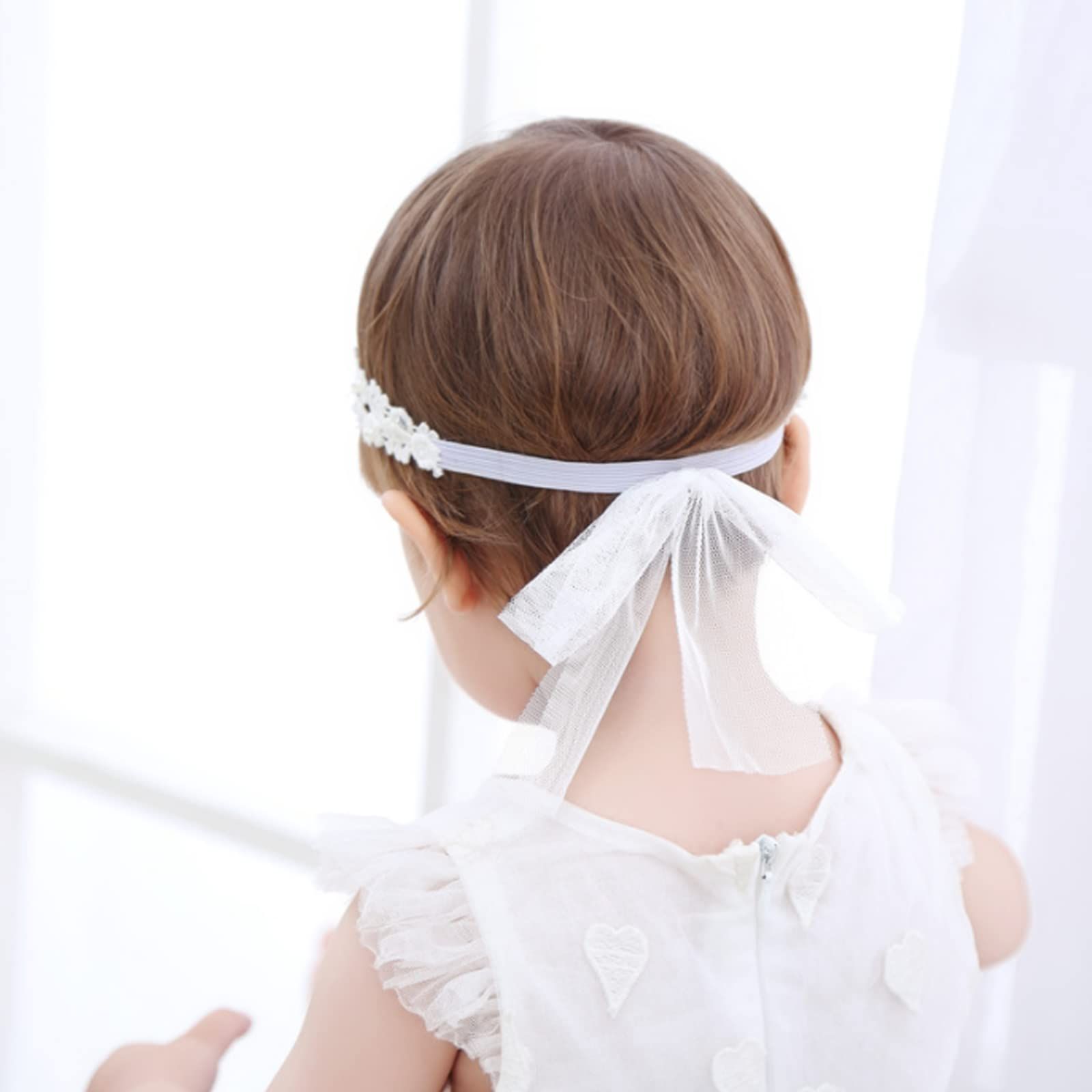 Newborn Infant Toddler Soft Stretchy Hair Band for Baby Shower Baptism Wedding view 5