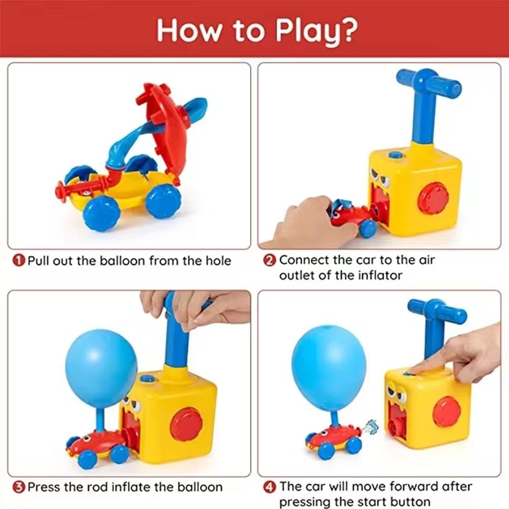 Launcher Toy Set, Balloon Toys for Kids, Inflatable Balloon Pump Racing Car view 3