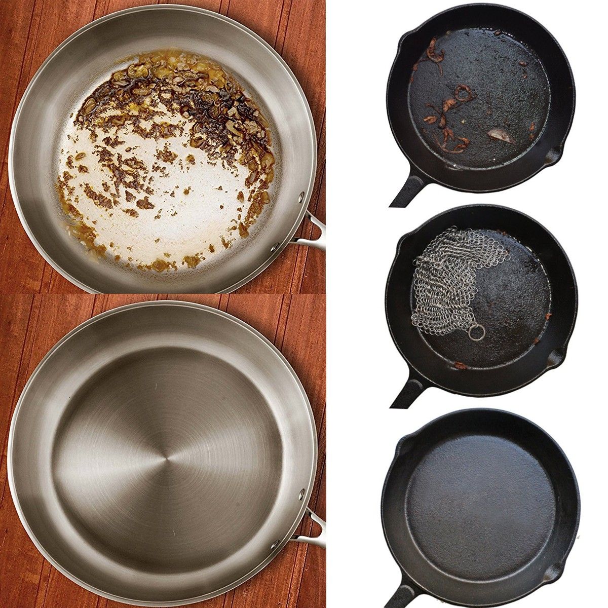 Premium Stainless Steel 316L Chainmail Scrubber for Cast Iron Pan Pre-Seasoned view 2