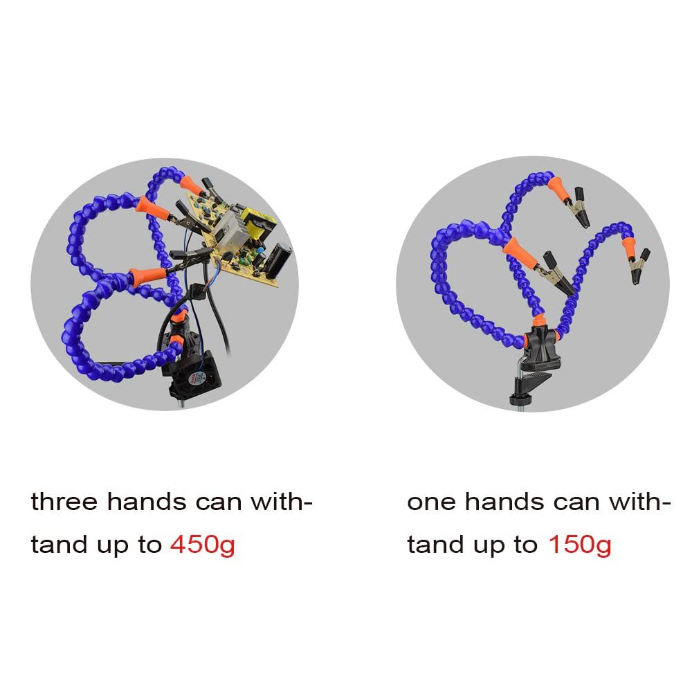 3 Flexible Arms with AdjustableTable Desk Clamp Base solder holder for Pcb Repair view 2