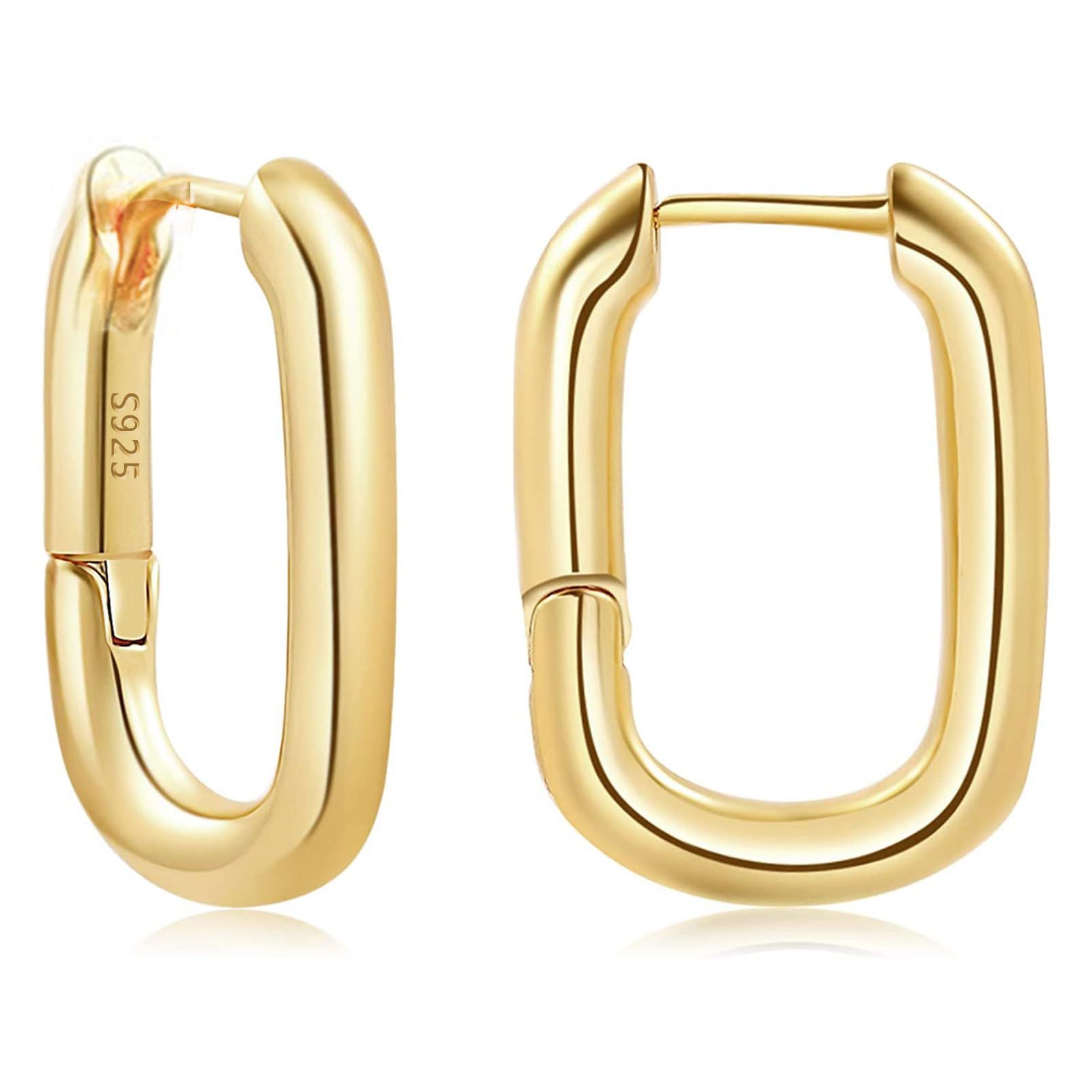 French U-shaped 925 sterling silver earrings with simple and cool style for women