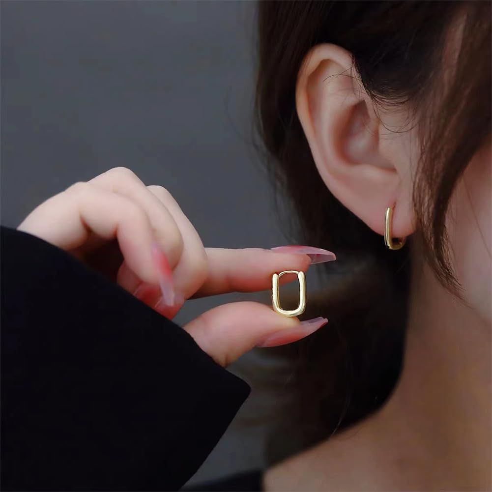 French U-shaped 925 sterling silver earrings with simple and cool style for women view 2