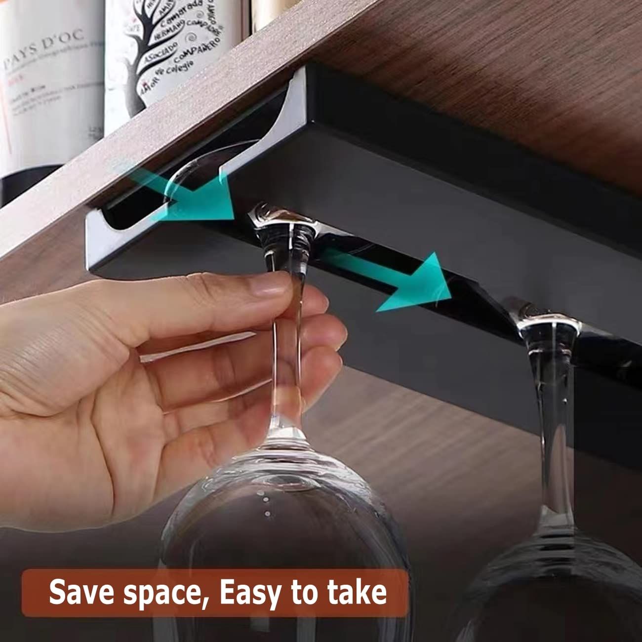 2pcs Wine Glass Holder Under Shelf or Cabinet Punch-free Wine Glass Rack view 3