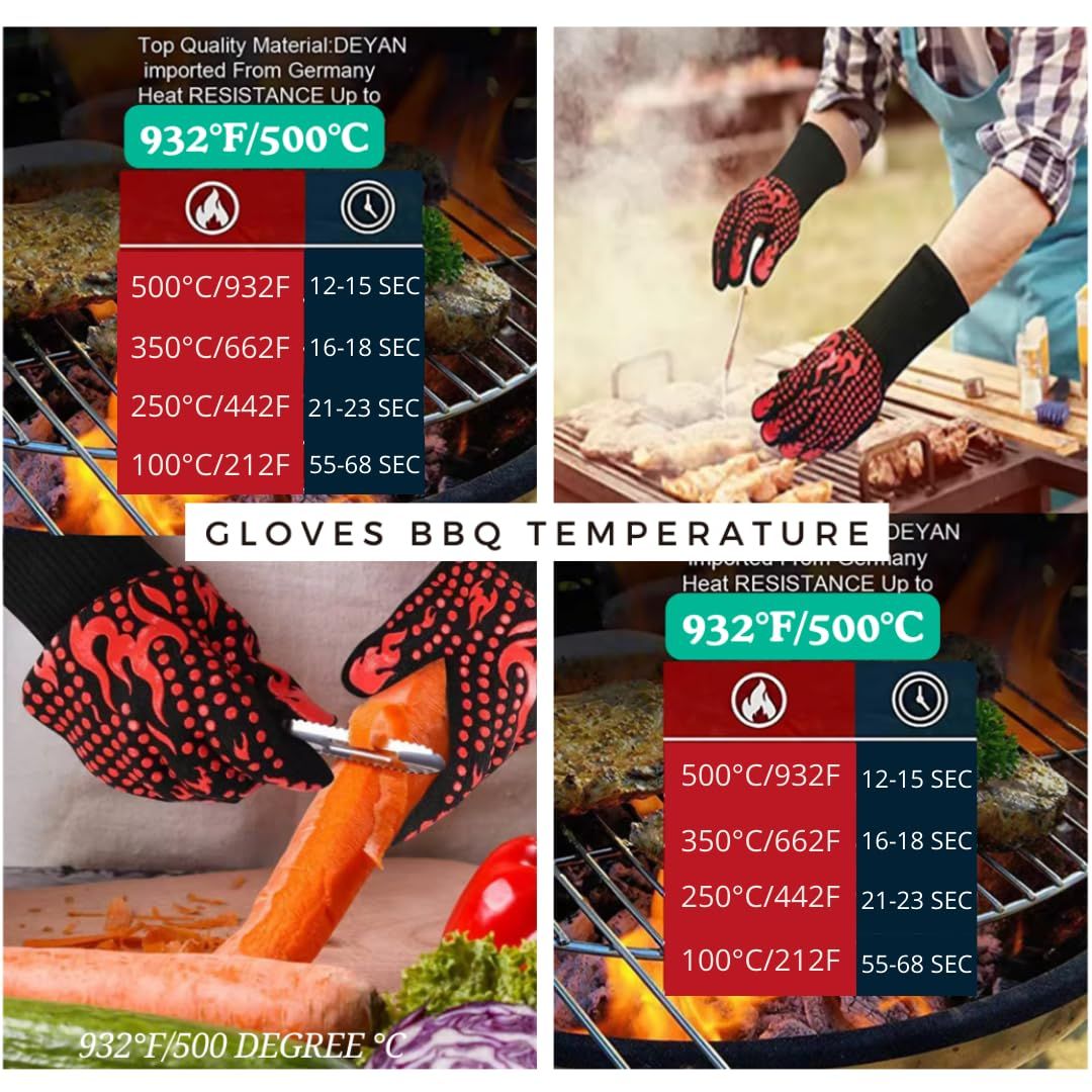 2pcs Large BBQ Gloves Non-Slip Silicone Oven Gloves view 2