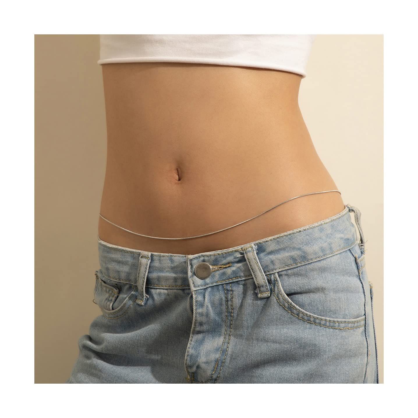 Snake Herringbone Body Chains Dainty Waist Chains for Women Girls Belly Body view 4