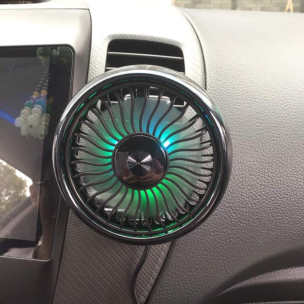 Mini Fan for Car Air Vent Mount Fan with LED Light ABS Fan Sticker Mount Car view 2