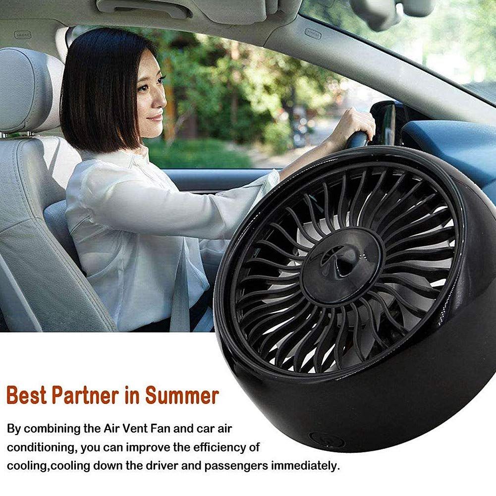 Mini Fan for Car Air Vent Mount Fan with LED Light ABS Fan Sticker Mount Car view 3