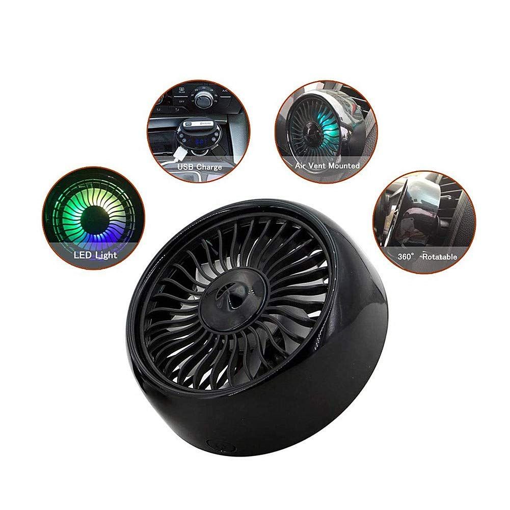 Mini Fan for Car Air Vent Mount Fan with LED Light ABS Fan Sticker Mount Car view 5