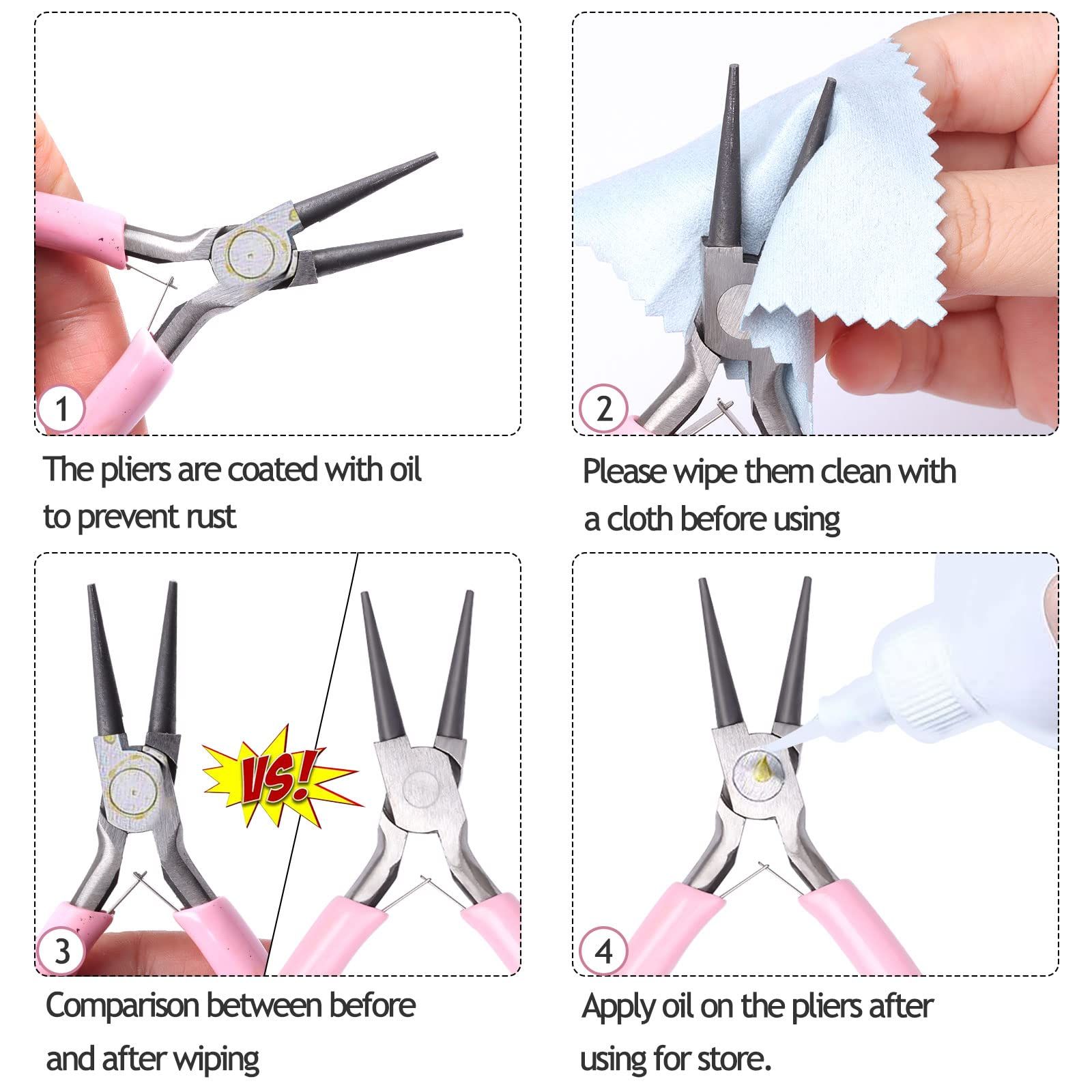 3pcs Jewelry Pliers Set Tools Includes Needle Nose Pliers Round Nose Pliers view 5