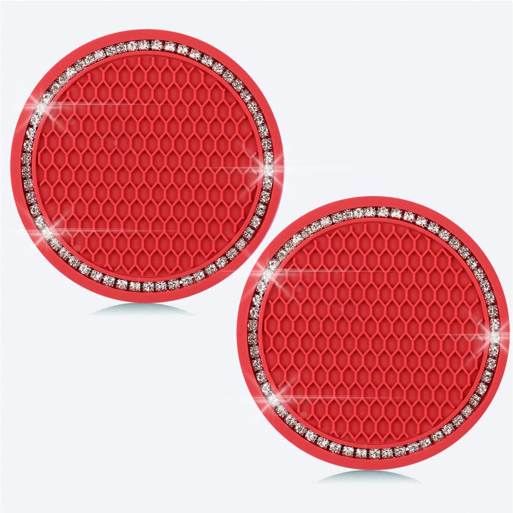 2pcs, Car Coasters PVC Travel Auto Cup Holder Insert Coaster Anti Slip Crystal
