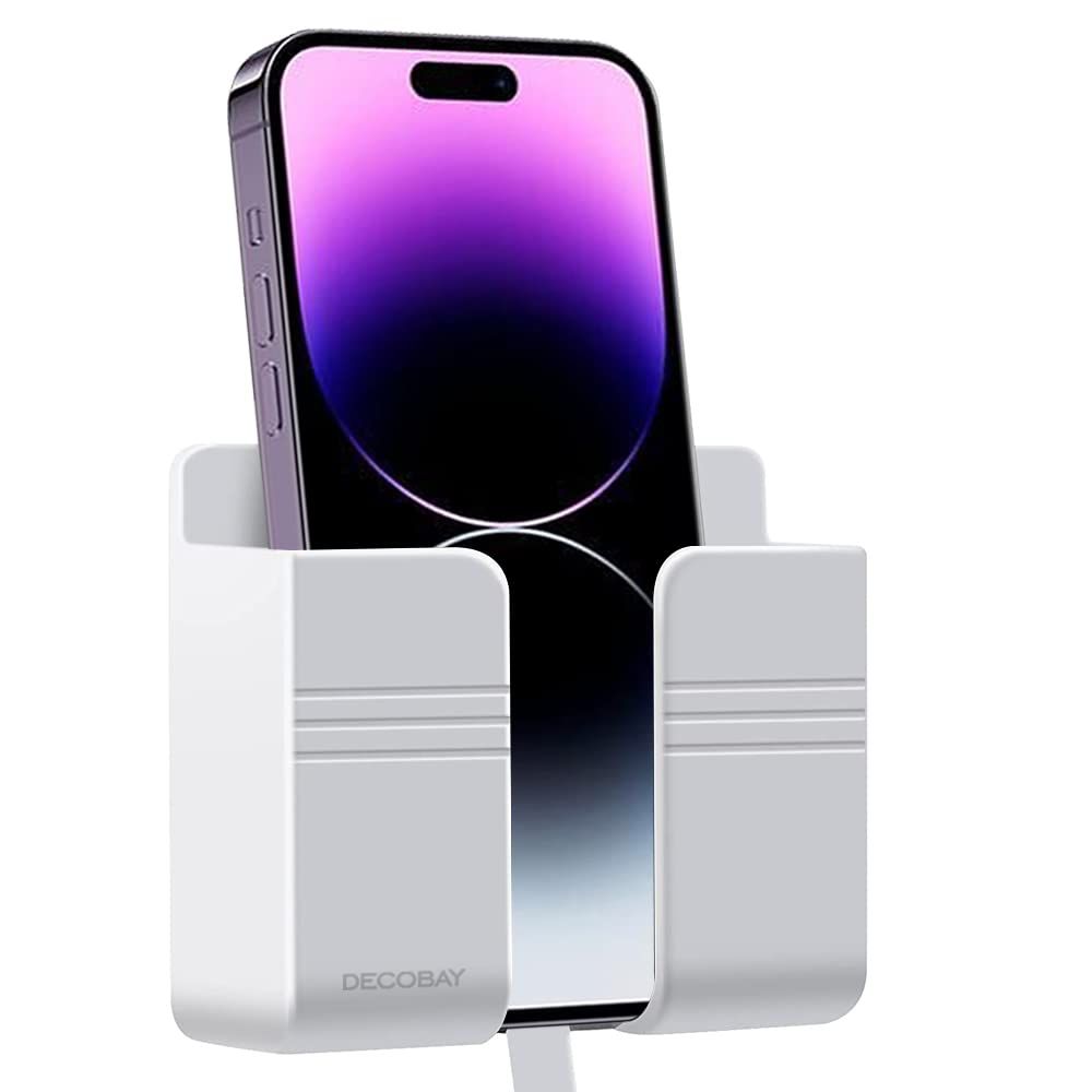 Wall Mount Phone Holder, Phone Stand with Adhesive and Data Cable Receiving
