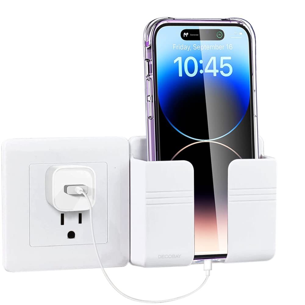 Wall Mount Phone Holder, Phone Stand with Adhesive and Data Cable Receiving view 4