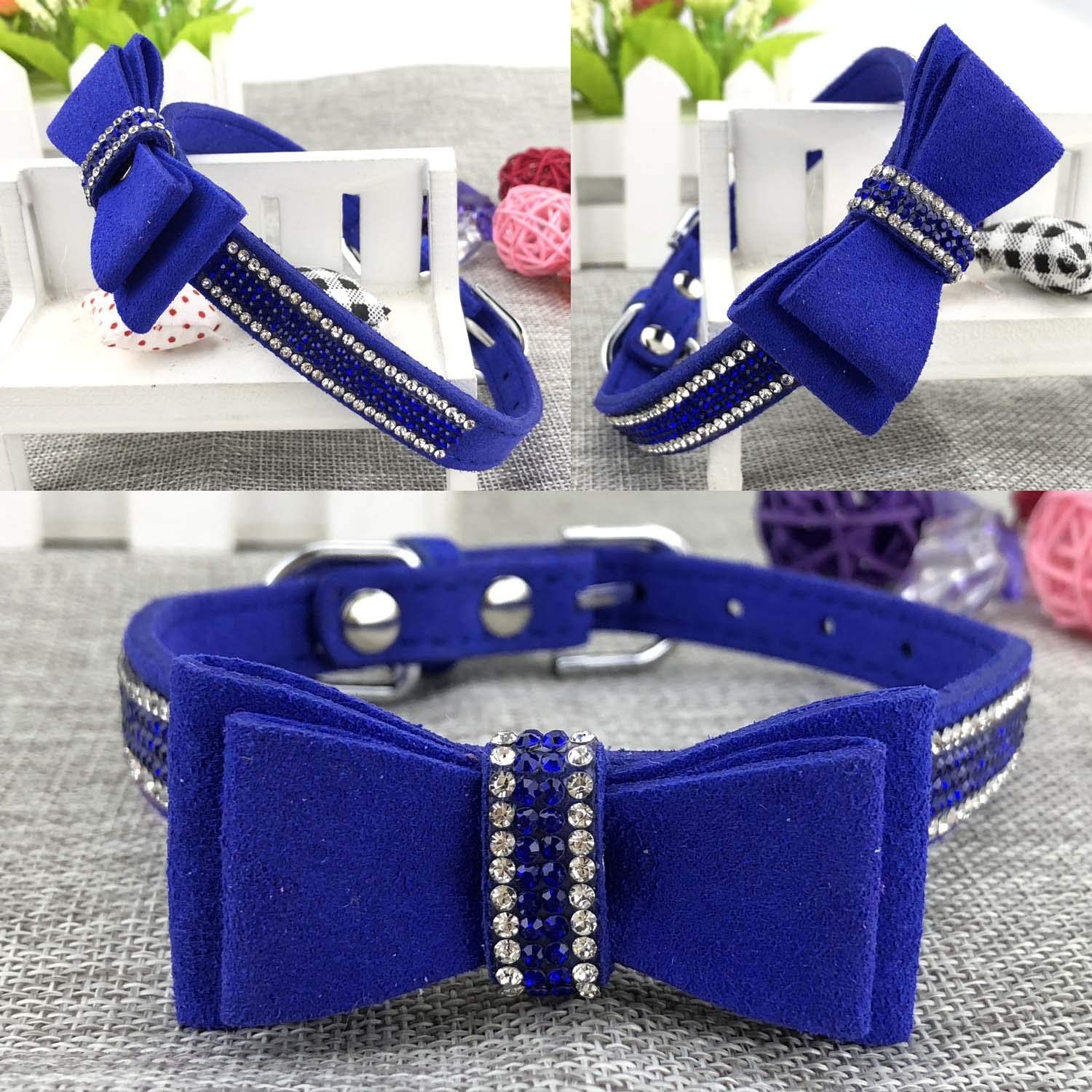 Rhinestone dog collar with bow view 2