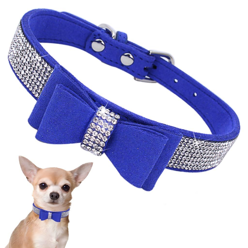 Rhinestone dog collar with bow view 3