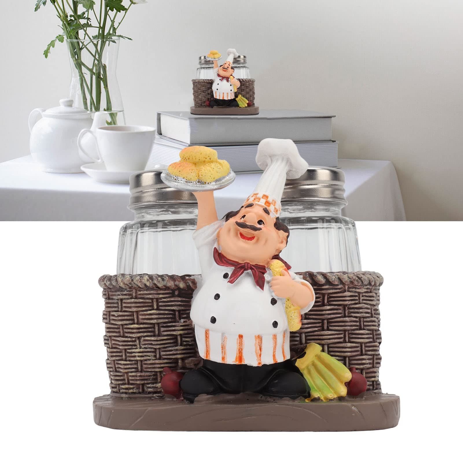 Chef Stature Holder, Salt and Pepper Shaker Sets Statue Bottle Holder view 4
