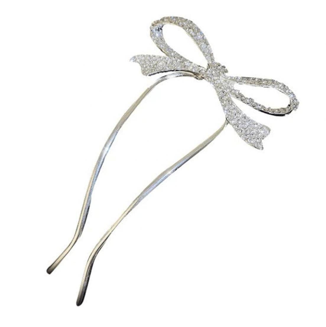 Bow Hairpin Rhinestone Barrettes Hair Jewels for Women Vintage Hair