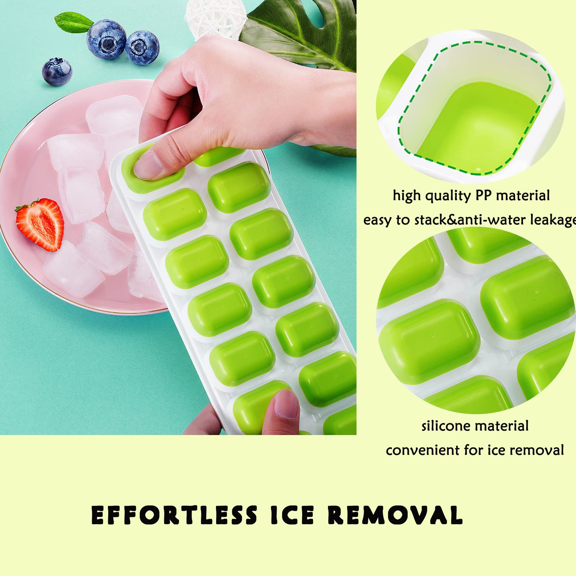 14 grid soft bottom silicone ice tray mold ice box DIY homemade ice cream ice view 4