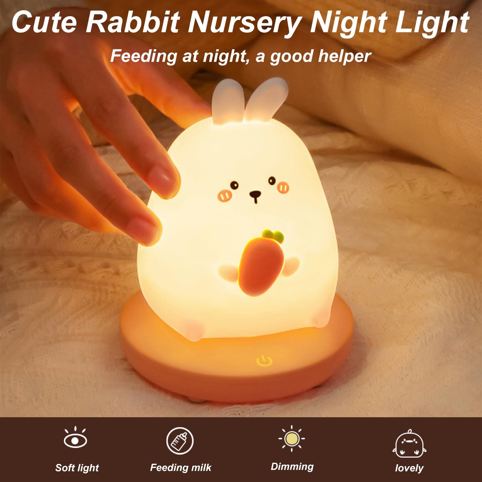 Cute Carrot Rabbit LED Baby Night Light Silicone Children's Night Light Rabbit view 3