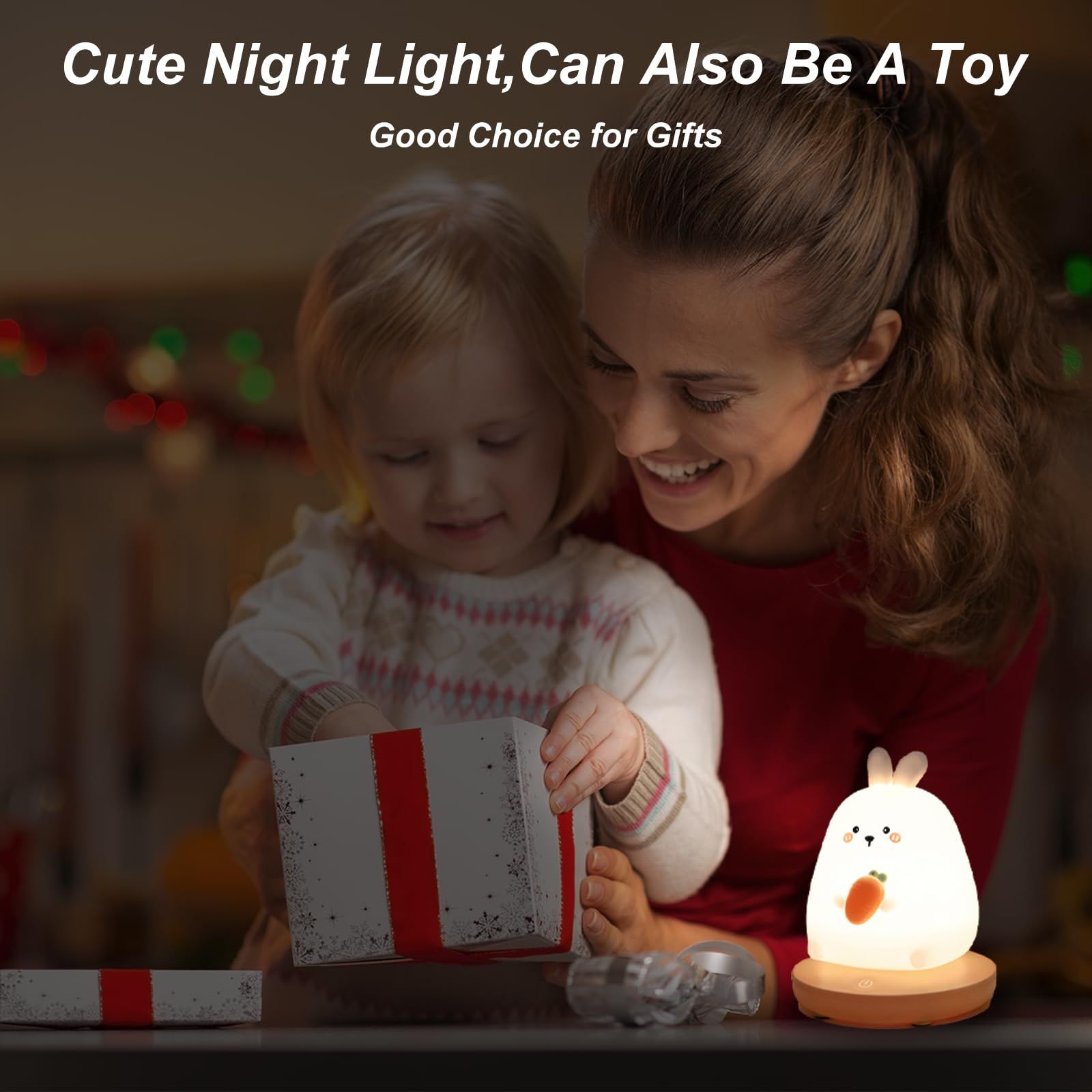 Cute Carrot Rabbit LED Baby Night Light Silicone Children's Night Light Rabbit view 4