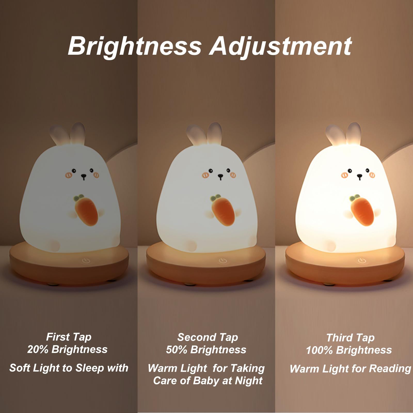 Cute Carrot Rabbit LED Baby Night Light Silicone Children's Night Light Rabbit view 5