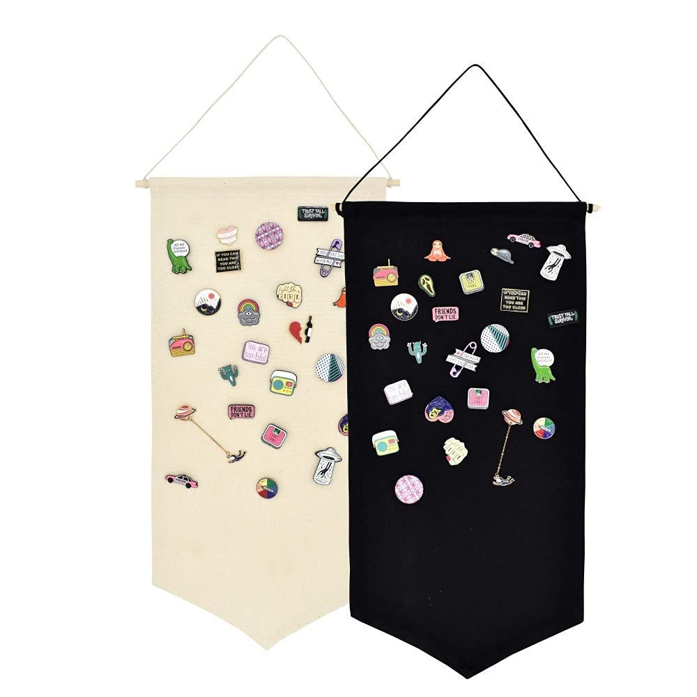 Wall Hanging Brooch Jewelry Storage Case Canvas Display Stand Enamel Pin