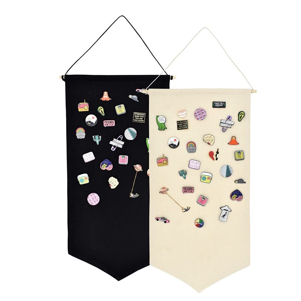 Wall Hanging Brooch Jewelry Storage Case Canvas Display Stand Enamel Pin view 2