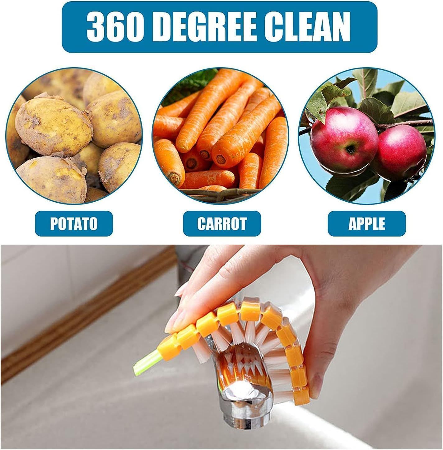 2Pcs Vegetable Brush,Multiple Segments are Bendable Fruit Vegetable Cleaning view 5