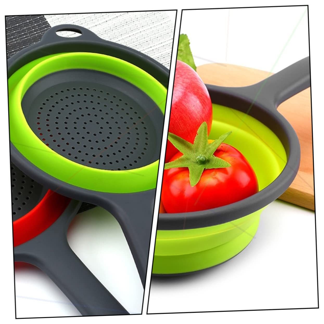 1pc Collapsible Drainer Basket Collapsible Colander Plastic Colander Fruit view 3