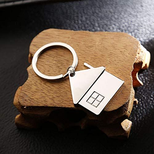 Cute Cartoon House with Window keychain Mental Keyring for Men and Women Gift view 5