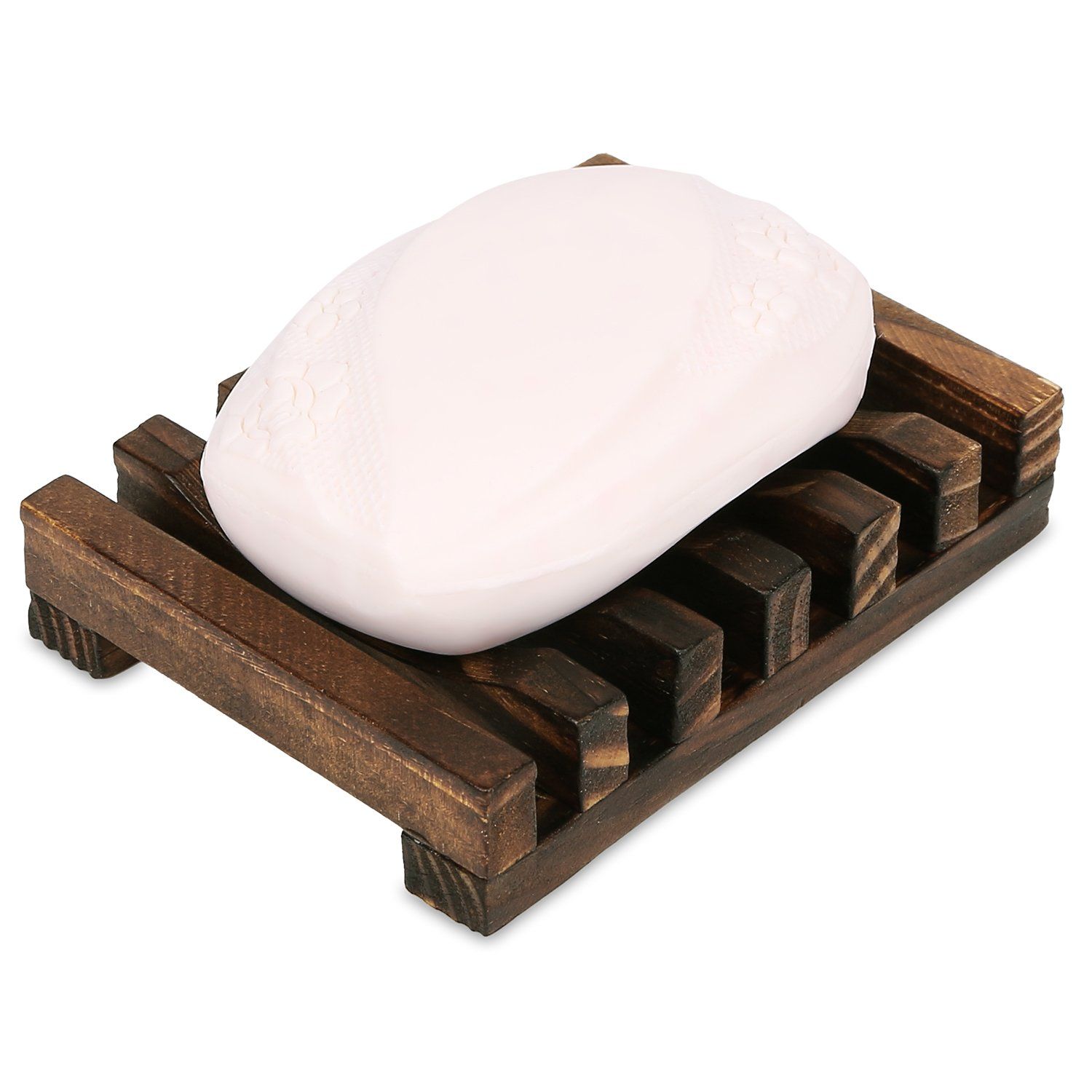Wooden Soap Dish Soap Saver Holder Soap Tray for Bathroom Shower Rectangular view 2