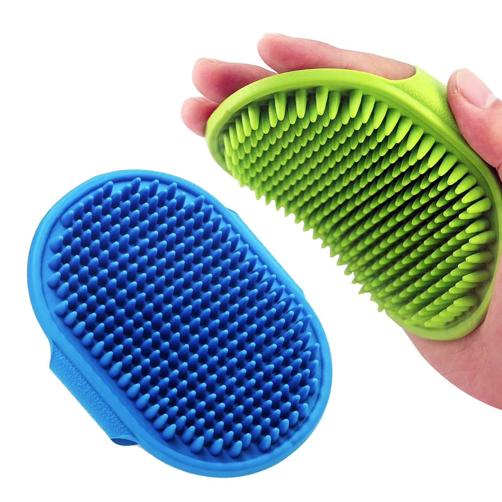 Pet Shampoo Bath Brush Soothing Massage Rubber Comb with Adjustable Ring