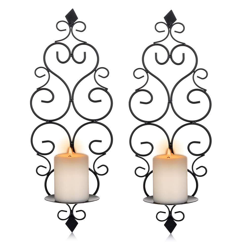 Candle Sconce Holder Set of 2 Hanging Wall Mounted Pillar Candle Sconces Holder