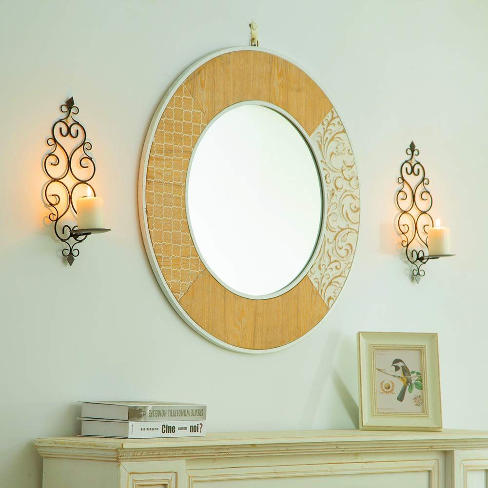 Candle Sconce Holder Set of 2 Hanging Wall Mounted Pillar Candle Sconces Holder view 3