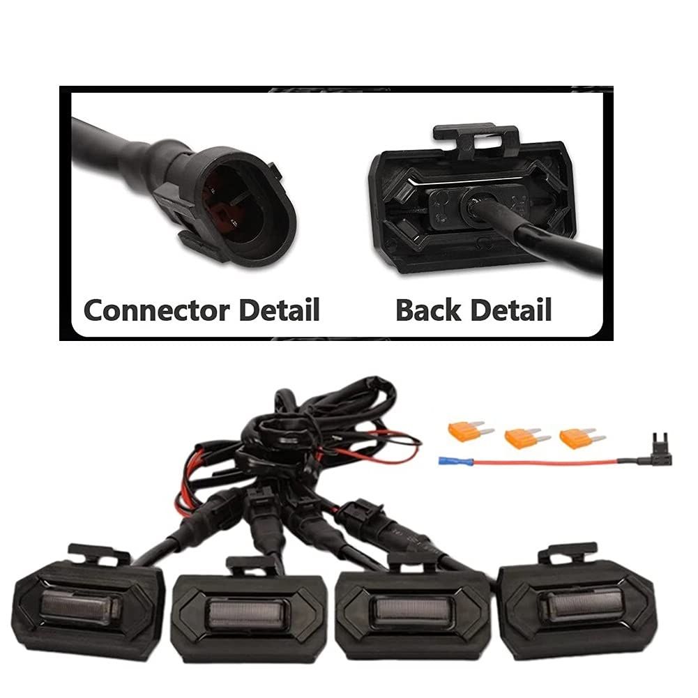 Car Grille Light, 4pcs LED Grille Decoration Lights Grille Lights With Fuse view 3
