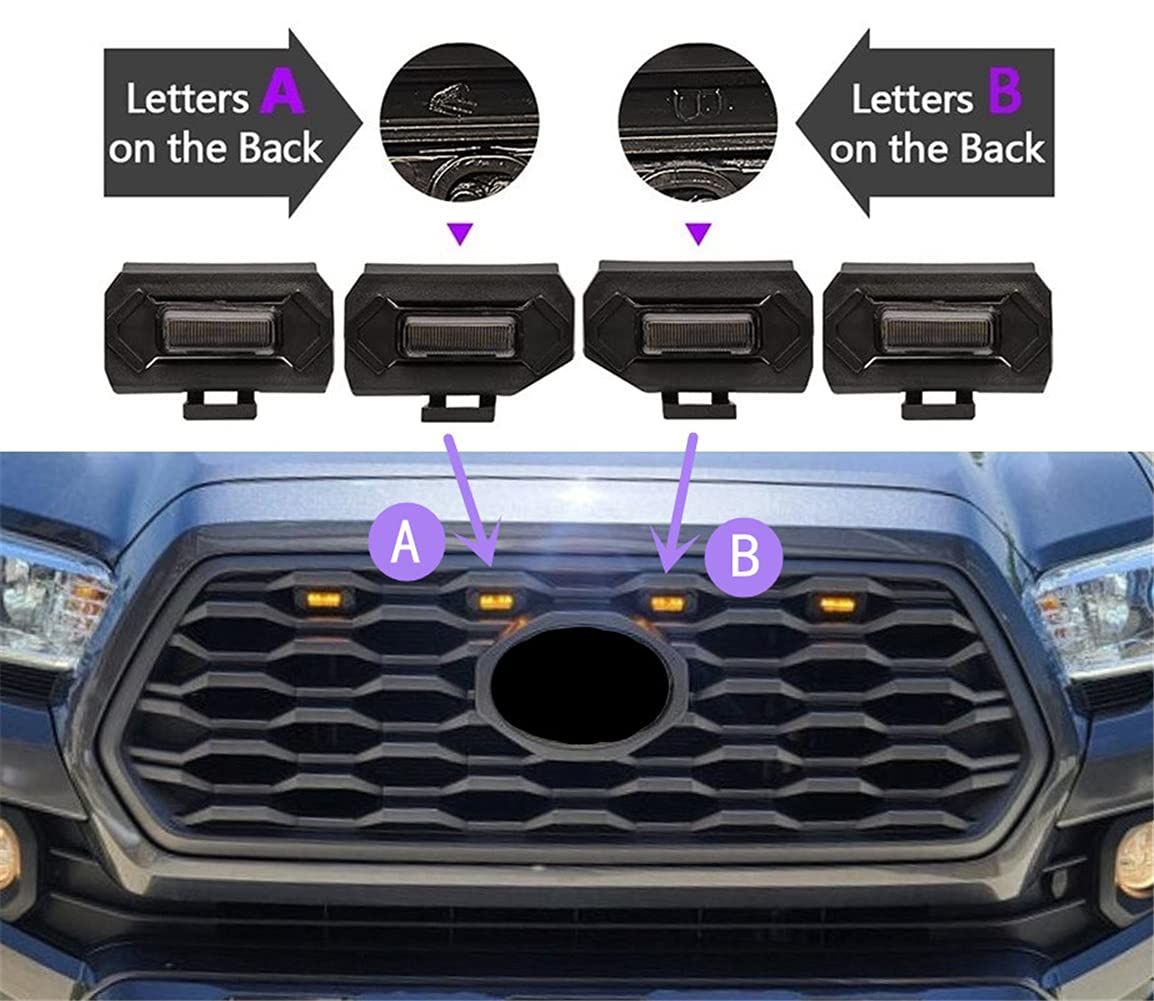 Car Grille Light, 4pcs LED Grille Decoration Lights Grille Lights With Fuse view 4